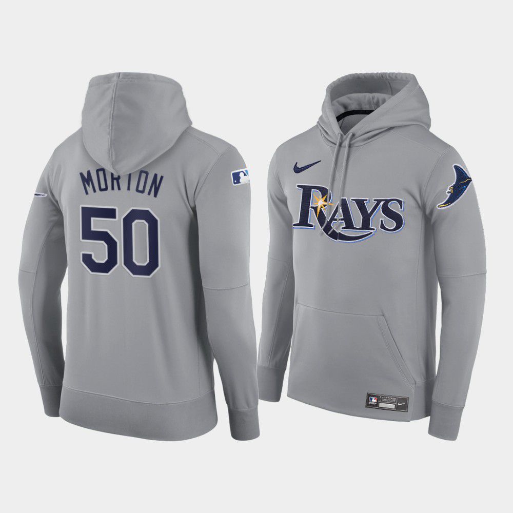 Men Tampa Bay Rays #50 Morton gray road hoodie 2021 MLB Nike Jerseys